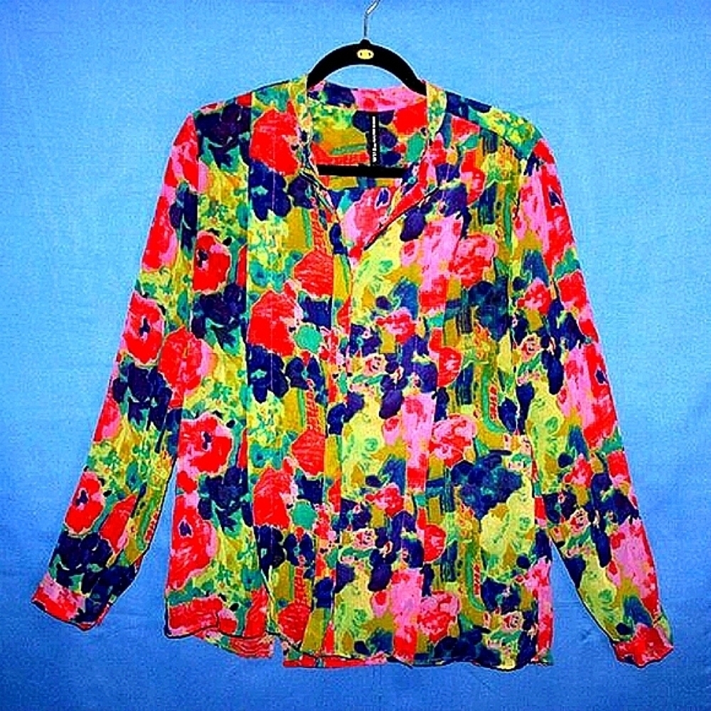W118 by Walter Baker Sheer Abstract Floral Blouse - Women's Size S - Multicolor